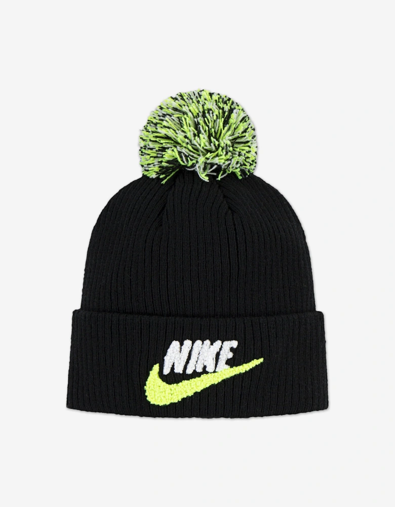 Kids Club Chenille Peak Beanie in Black