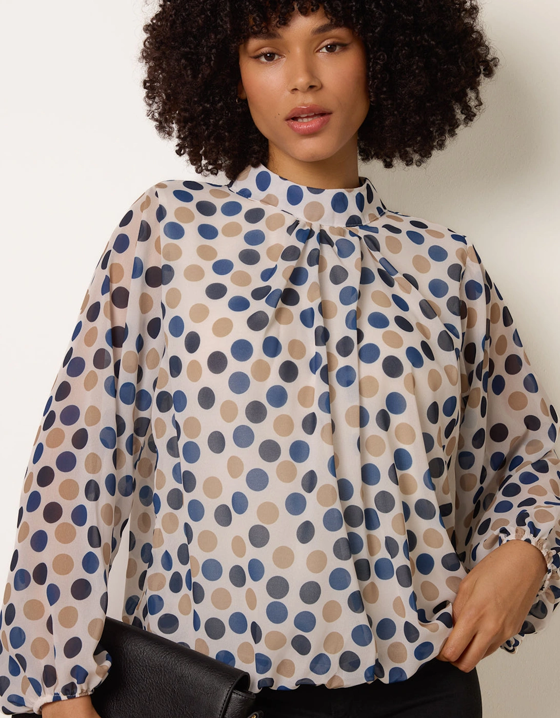 Light Brown Multi Spot High Next Puffball Top, 2 of 1