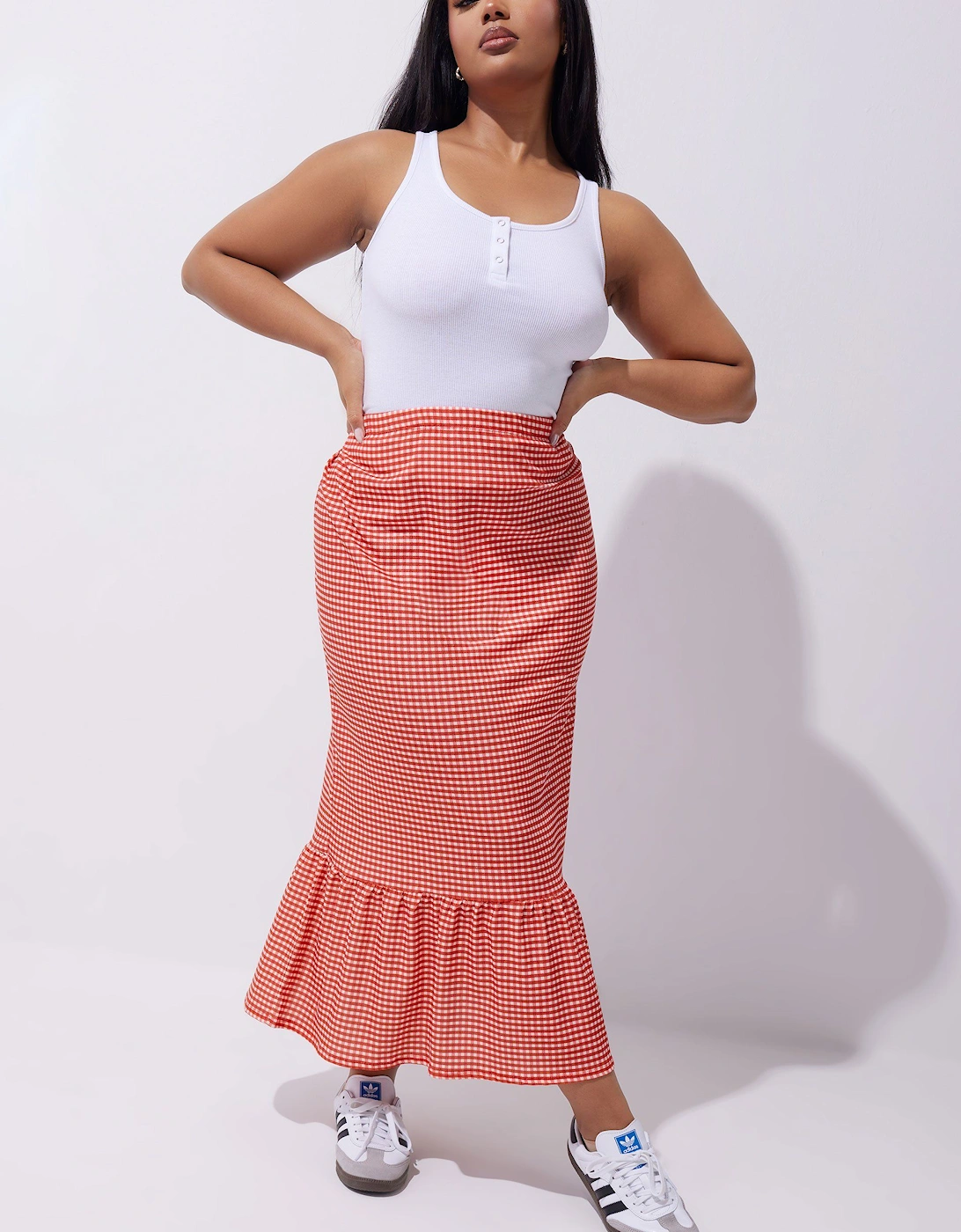 Gingham Print Maxi Skirt, 2 of 1