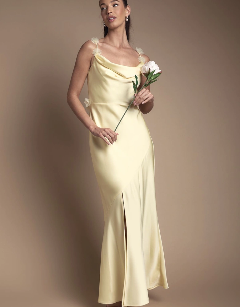 Strappy Cowl Maxi with Floral Detail Bridesmaid Dress