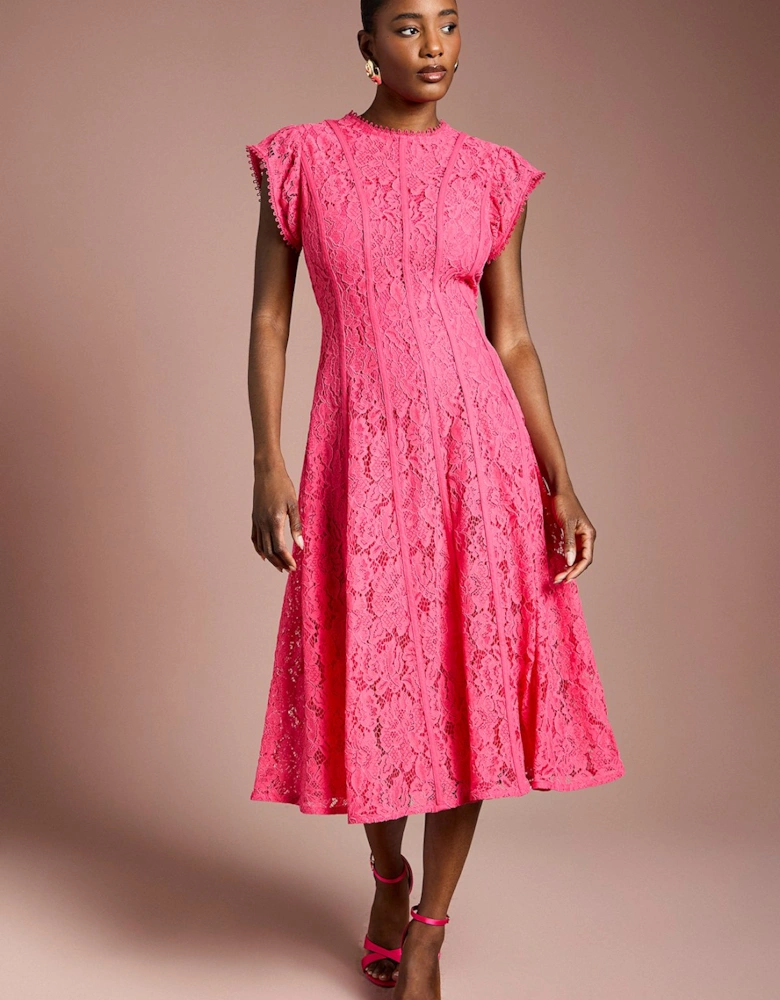 Lace Panelled Midi Dress