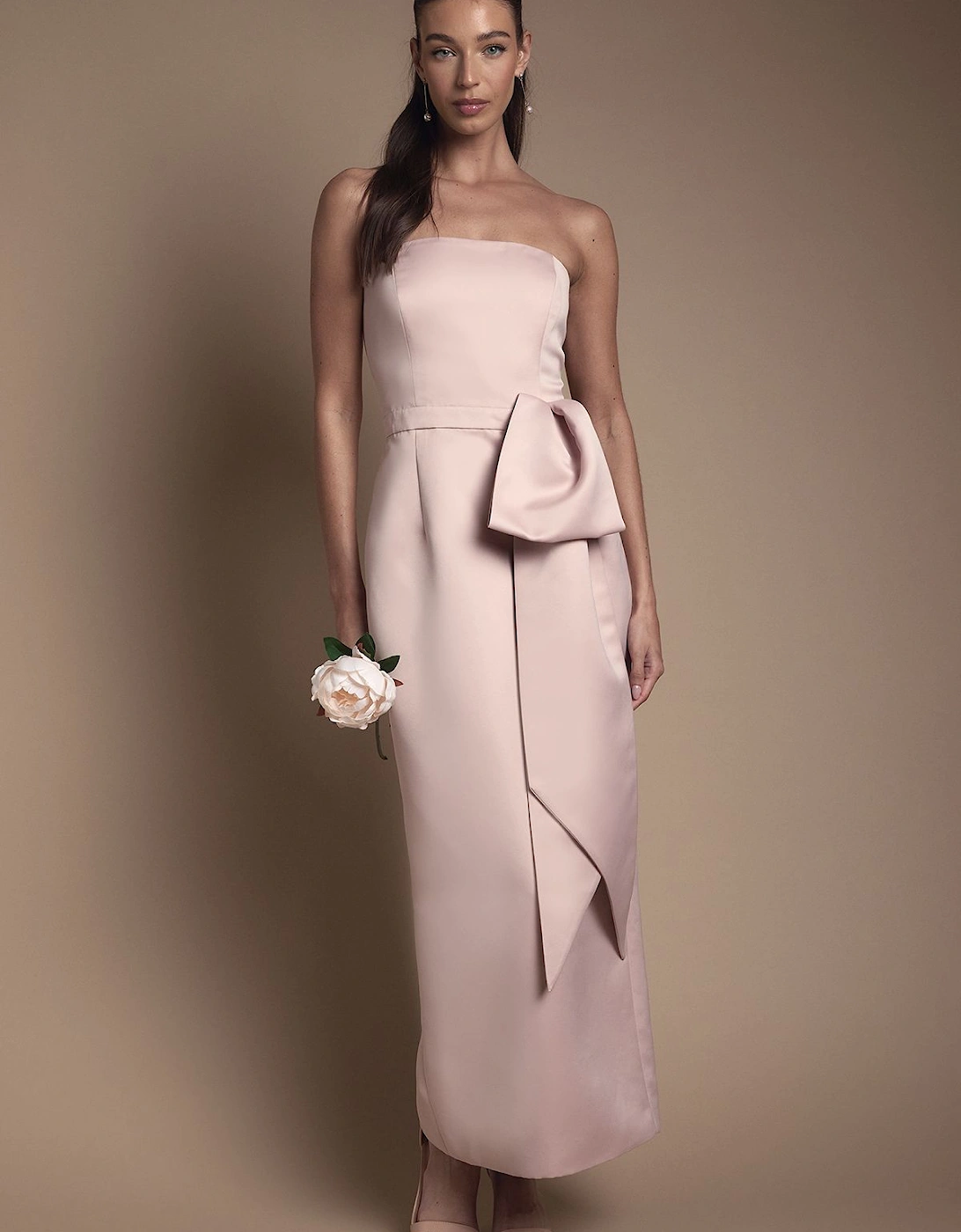 Bandeau Bridesmaid Maxi Dress With Statement Bow, 2 of 1