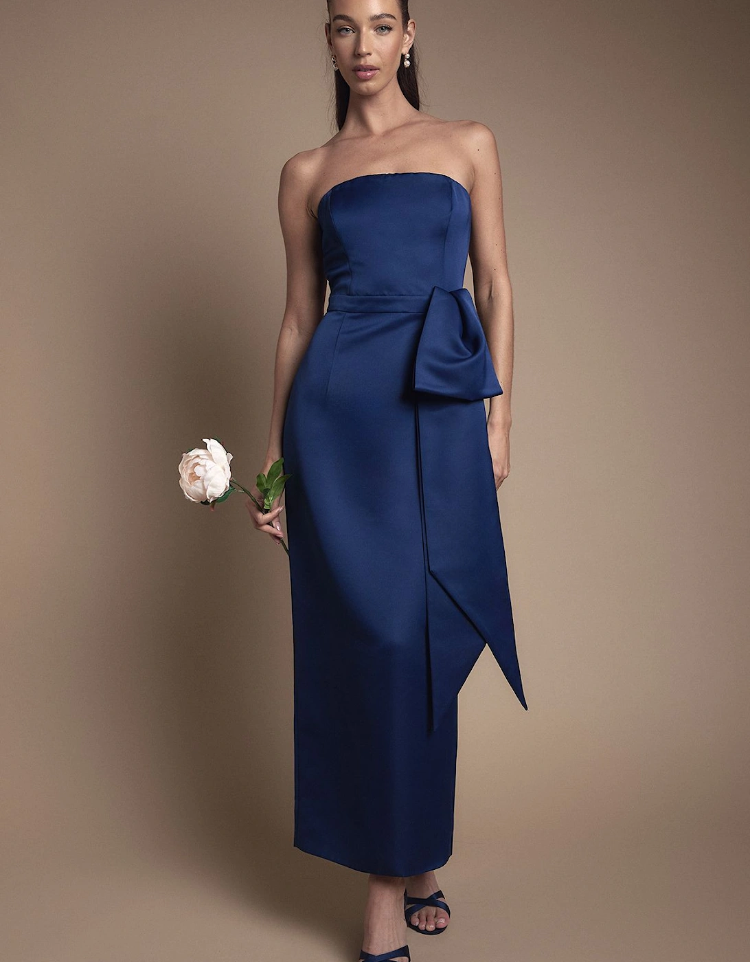 Bandeau Bridesmaid Maxi Dress With Statement Bow, 2 of 1