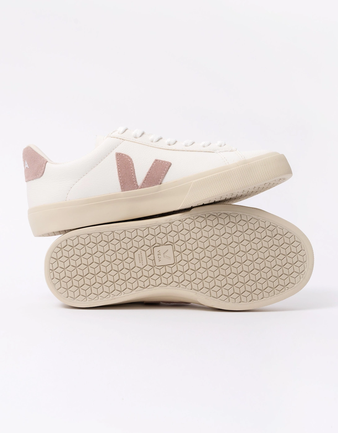 Campo Leather Womens Trainers - White/Babe