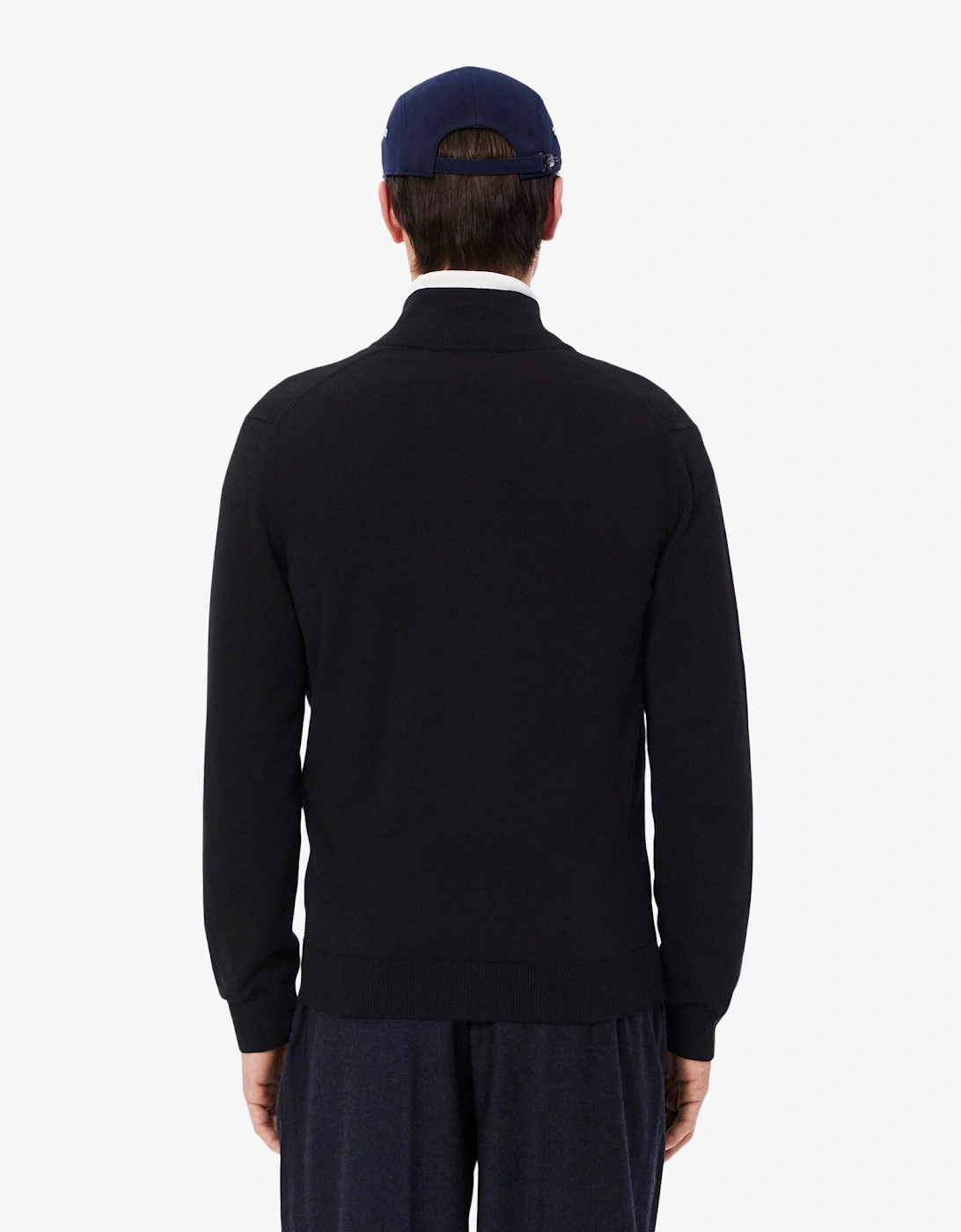 High Neck Zipped Cotton Mens Sweater - Black 031