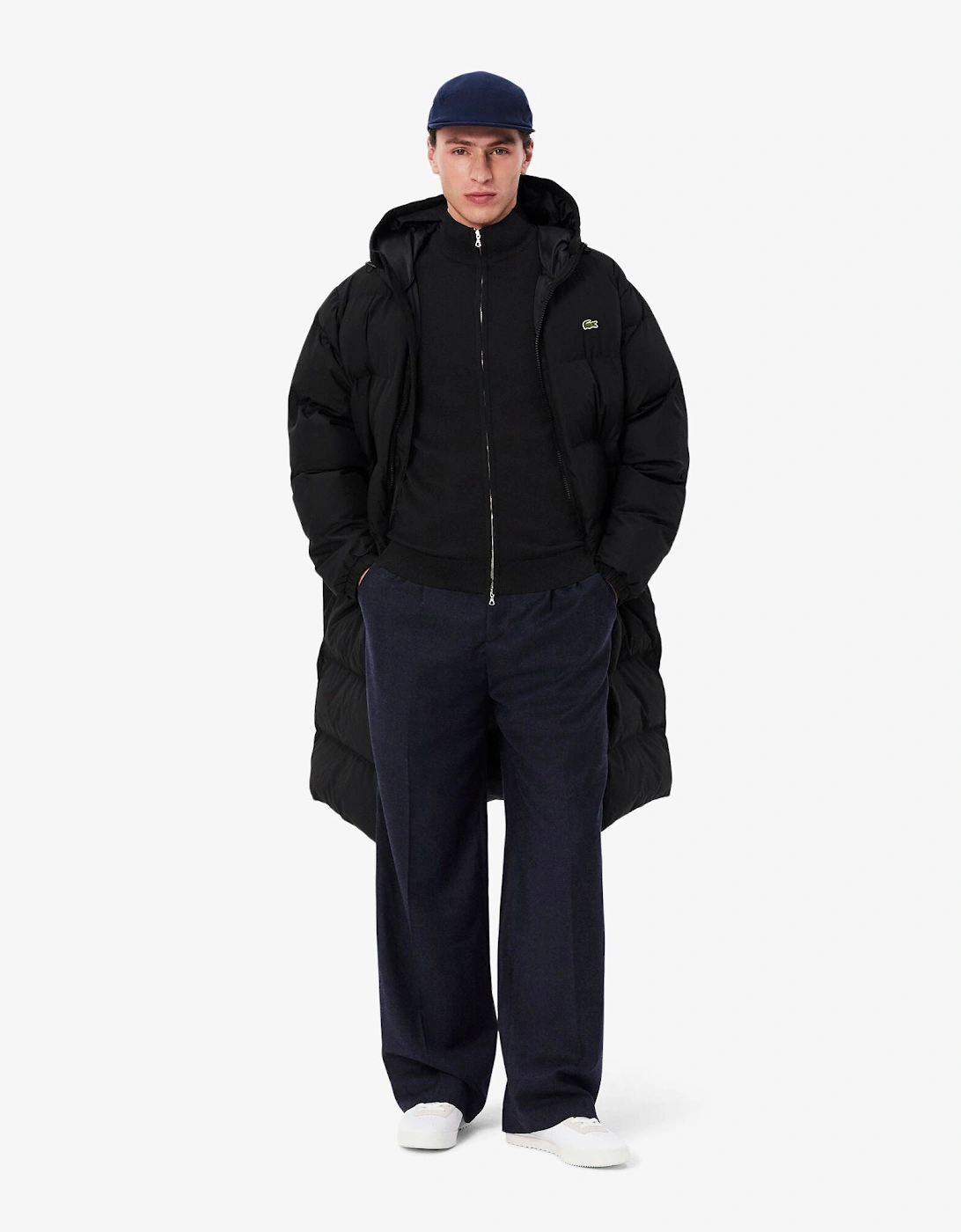 High Neck Zipped Cotton Mens Sweater - Black 031