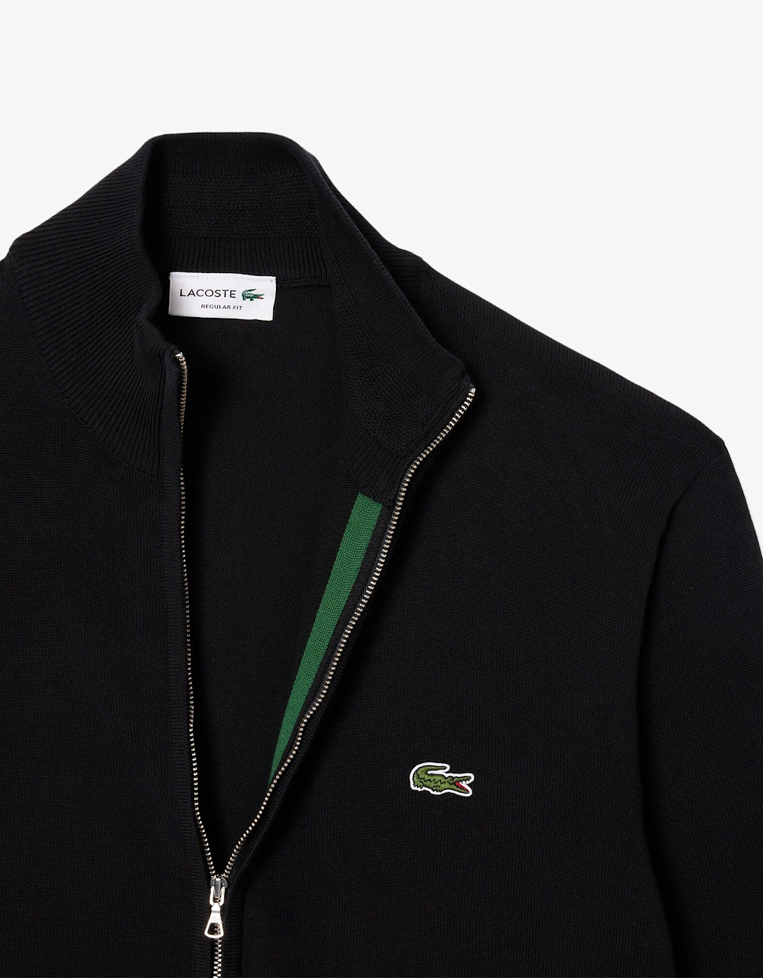 High Neck Zipped Cotton Mens Sweater - Black 031