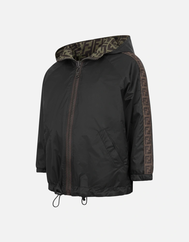 Kids Reversible FF K-Way Jacket in Black