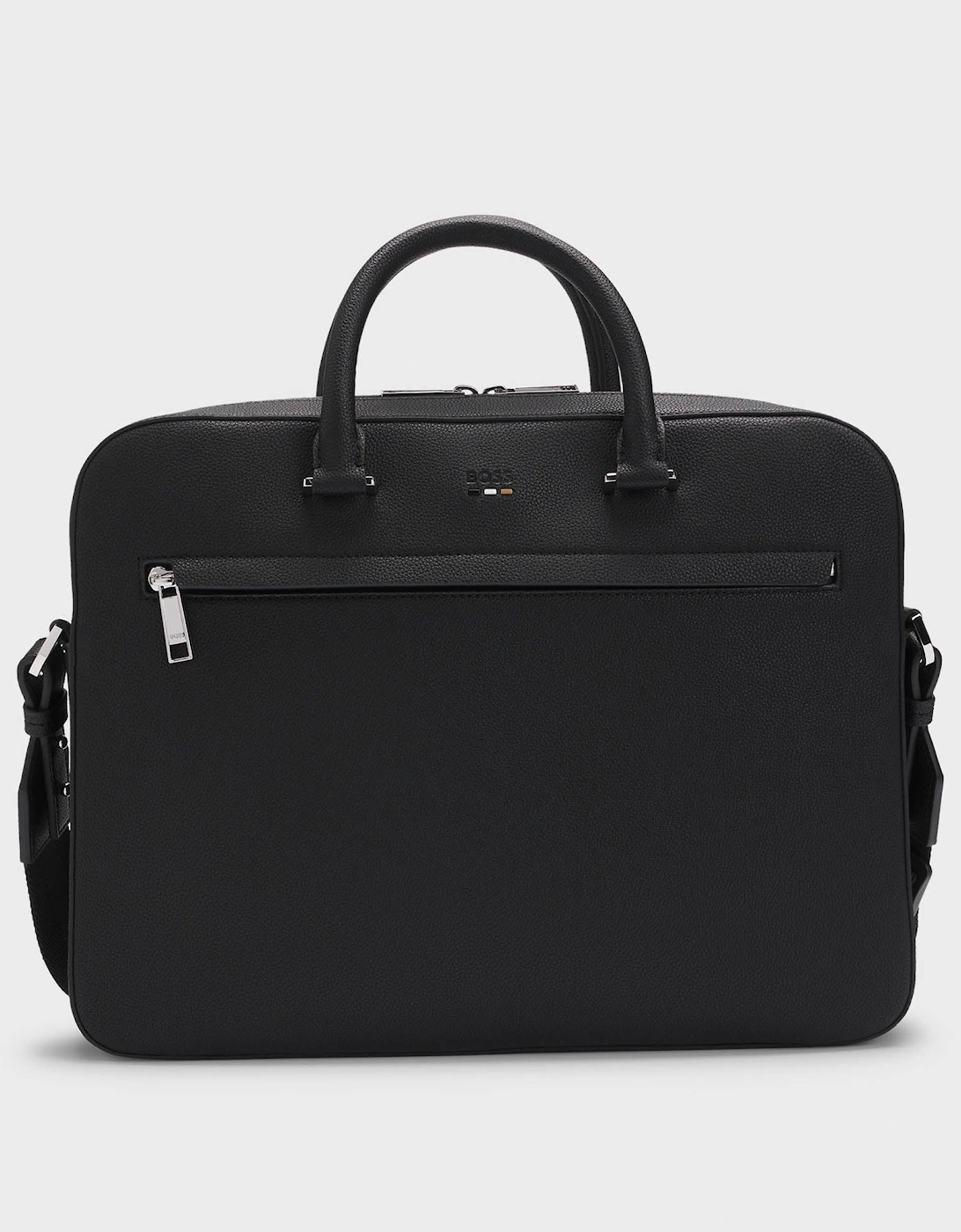BOSS Orange Ray Mens Document Case in Grained Faux Leather with Signature Trims  - Black 001, 8 of 7