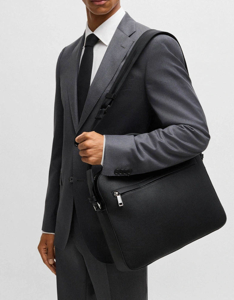 BOSS Orange Ray Mens Document Case in Grained Faux Leather with Signature Trims  - Black 001