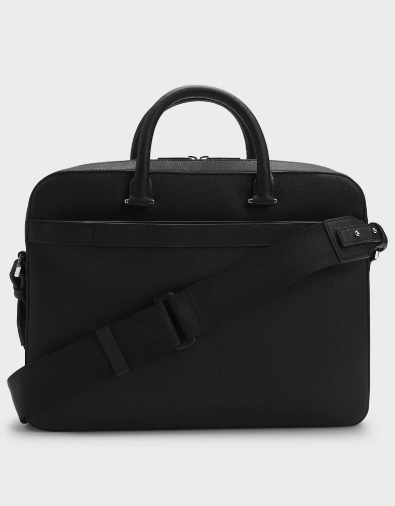 BOSS Orange Ray Mens Document Case in Grained Faux Leather with Signature Trims  - Black 001