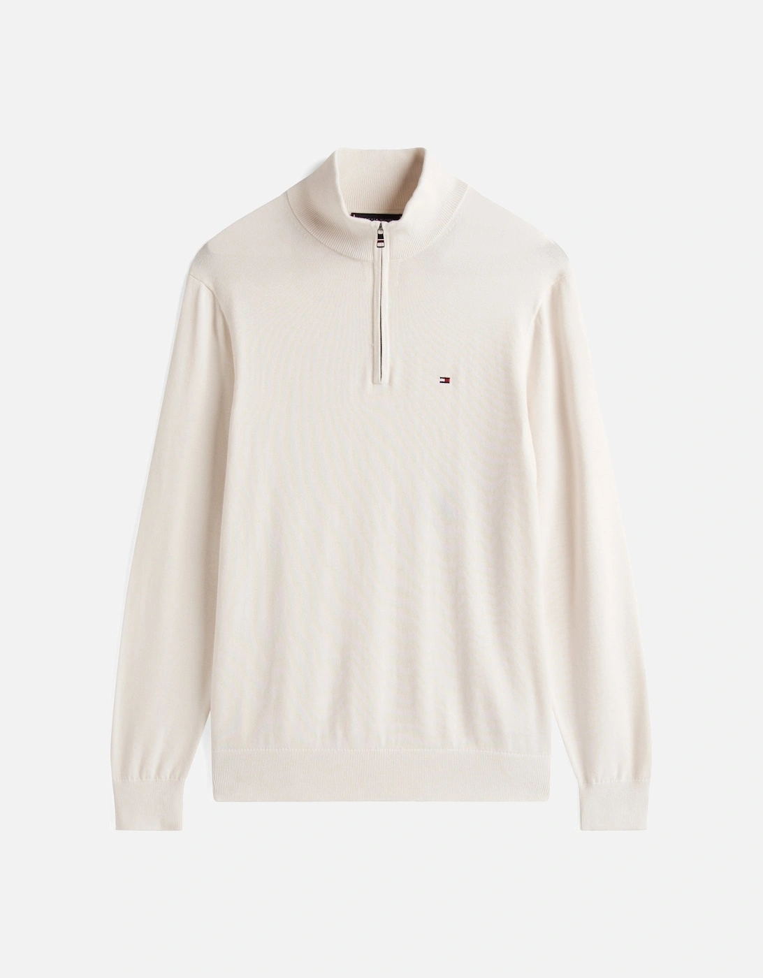 Essential Cotton 1/4 Zip Mock Mens Sweatshirt - Ivory Petal