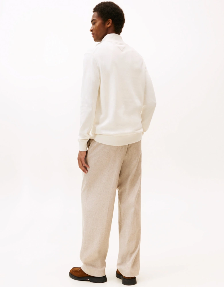 Essential Cotton 1/4 Zip Mock Mens Sweatshirt - Ivory Petal