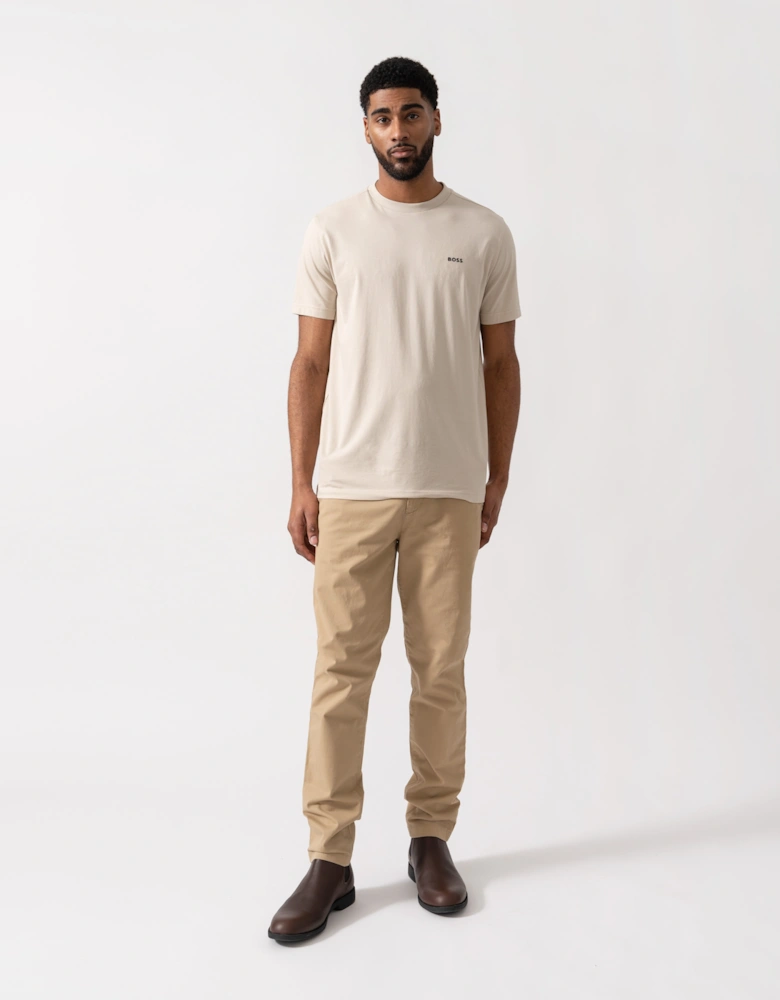 BOSS Green Mens Tee Stretch Cotton T-Shirt with Contrast Logo - Light Beige 275