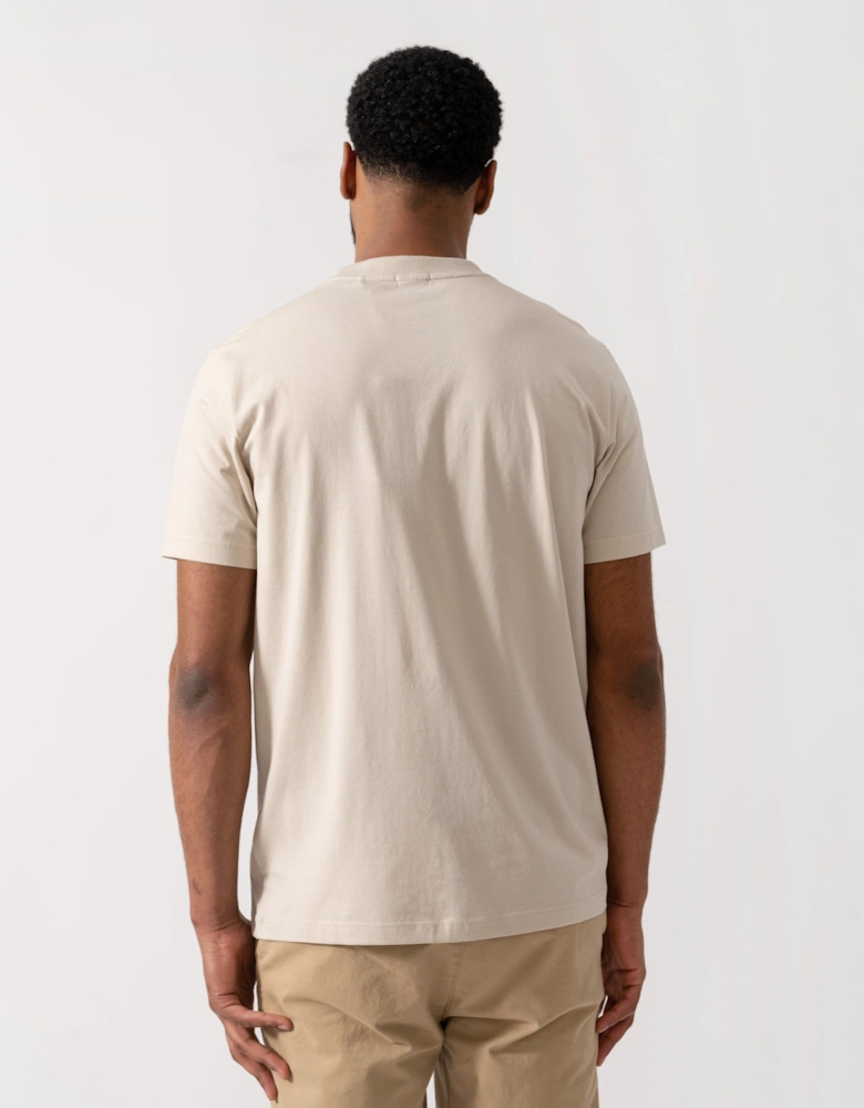 BOSS Green Mens Tee Stretch Cotton T-Shirt with Contrast Logo - Light Beige 275