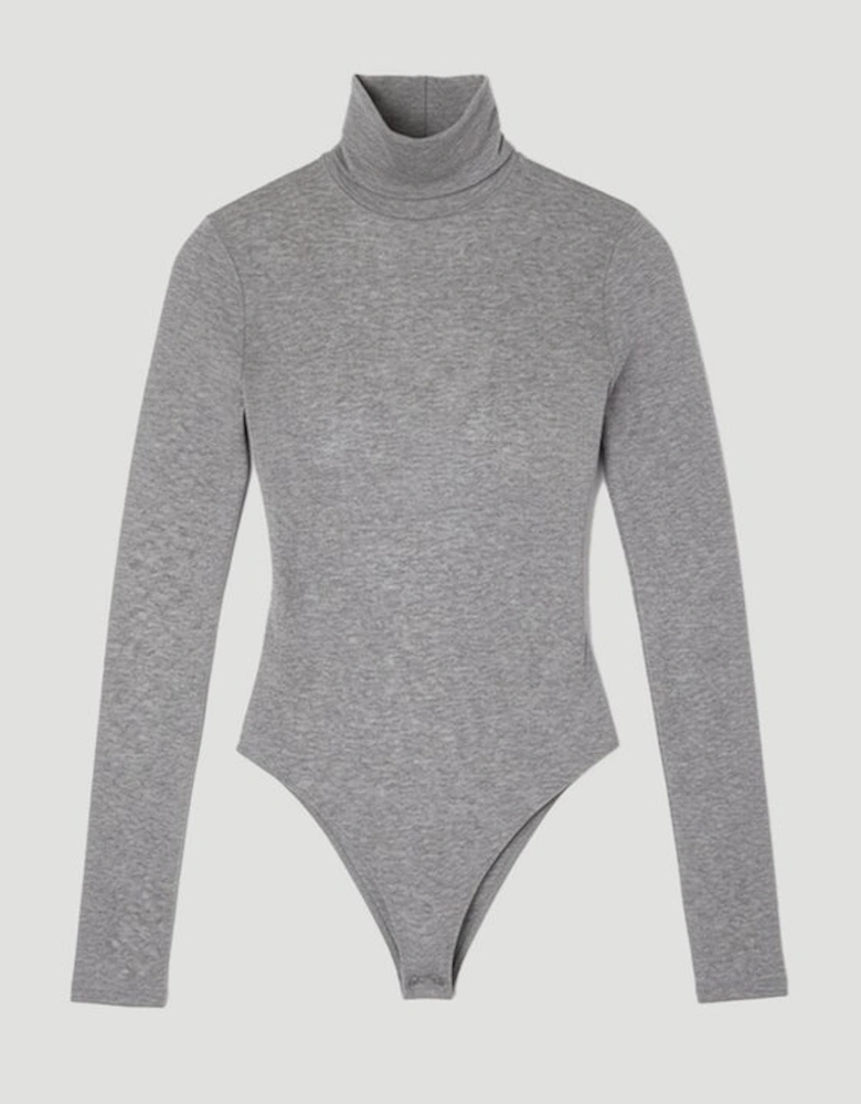 Wool Blend High Neck Long Sleeve Bodysuit