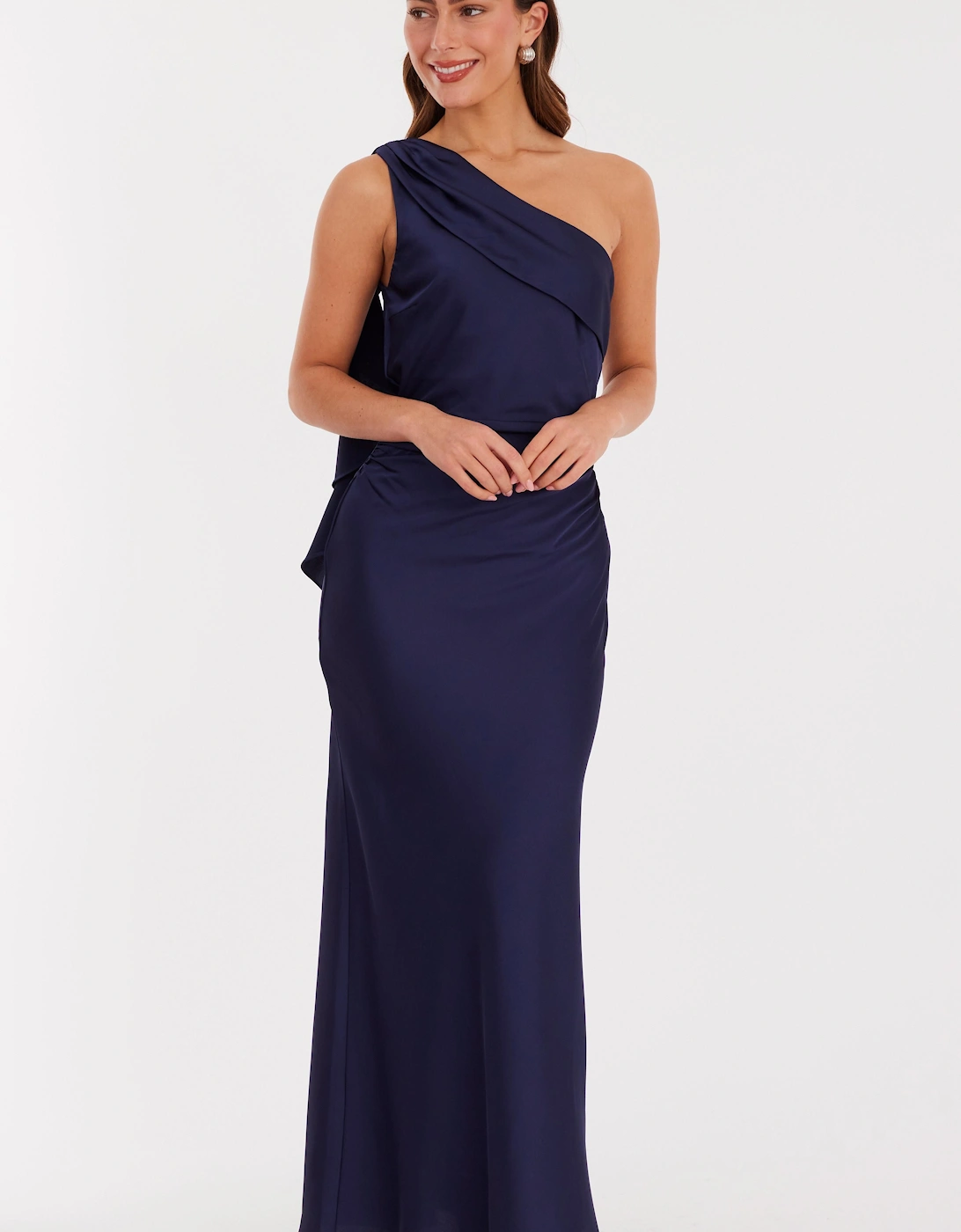 Navy One Should Satin Maxi Dress, 2 of 1