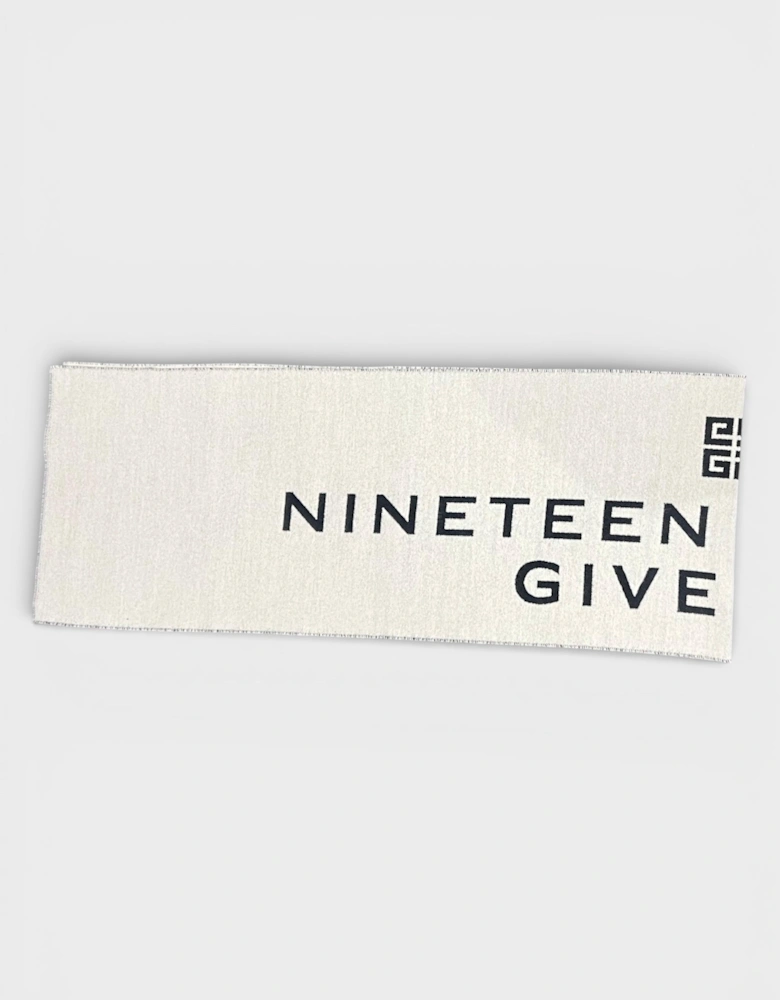 Date Logo Print Wool Scarf Grey