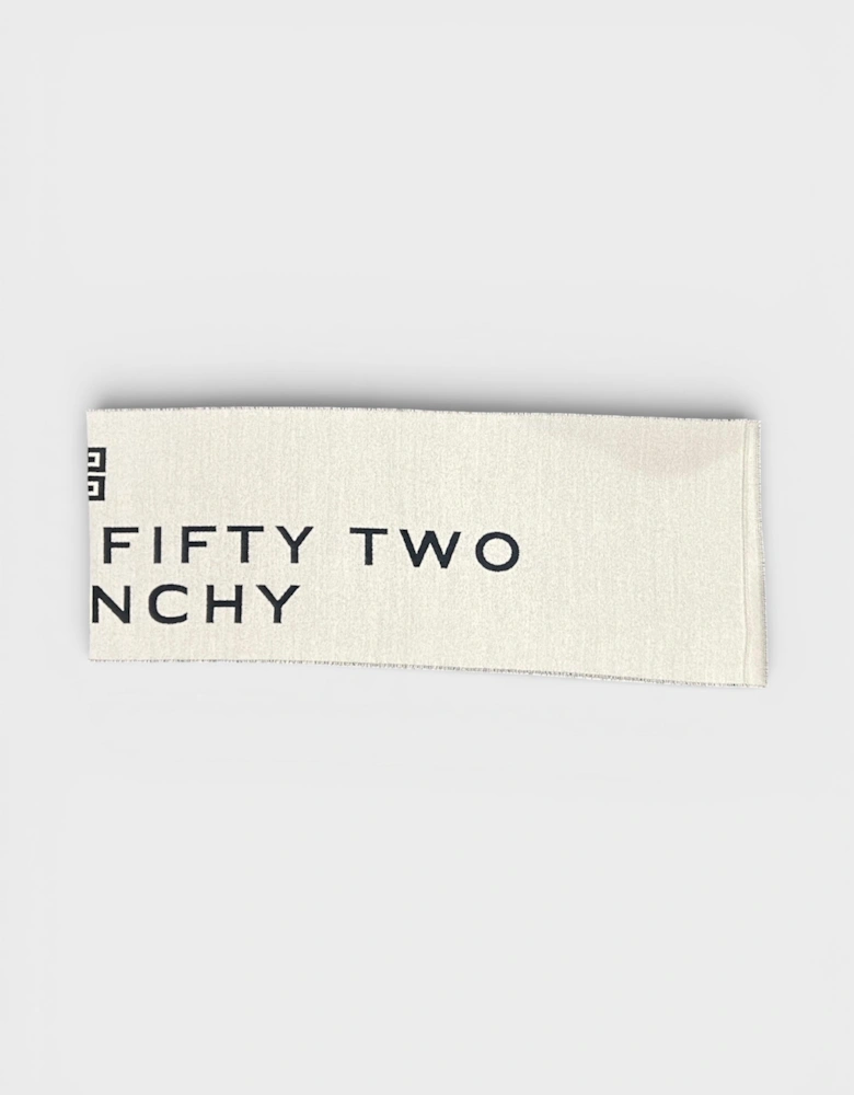 Date Logo Print Wool Scarf Grey