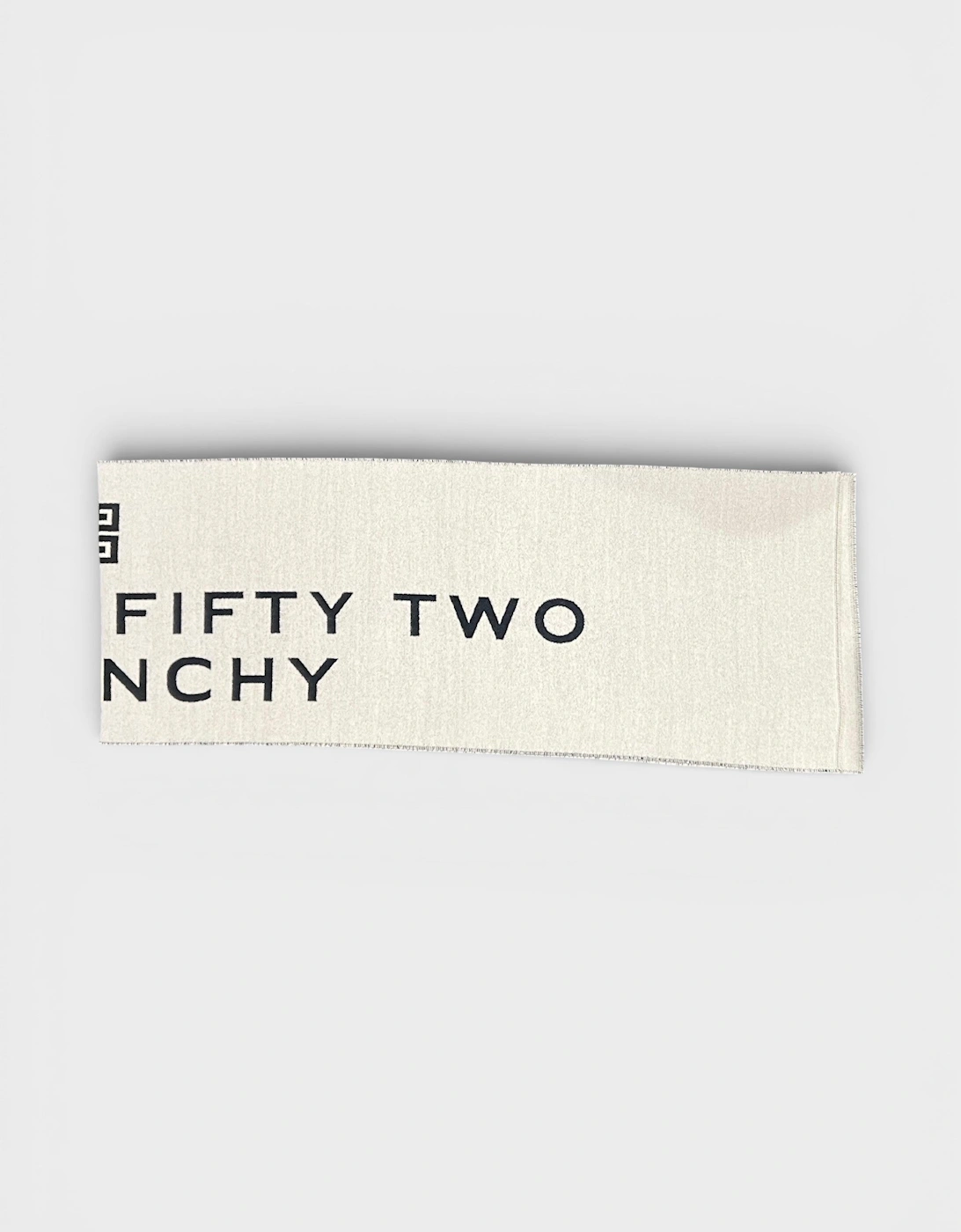 Date Logo Print Wool Scarf Grey