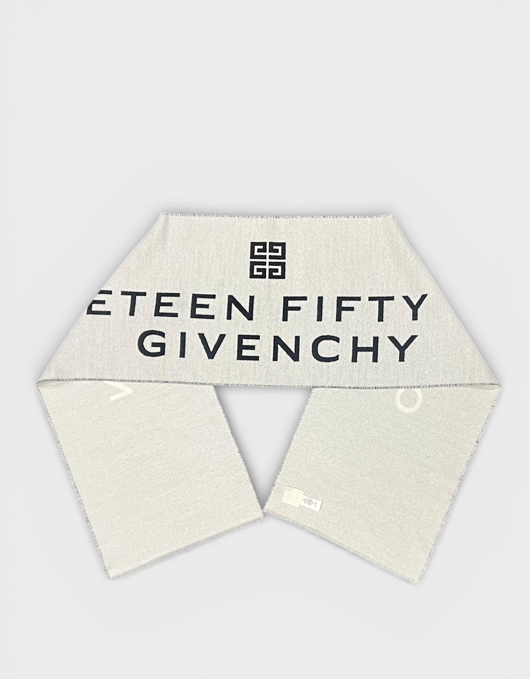 Date Logo Print Wool Scarf Grey, 7 of 6