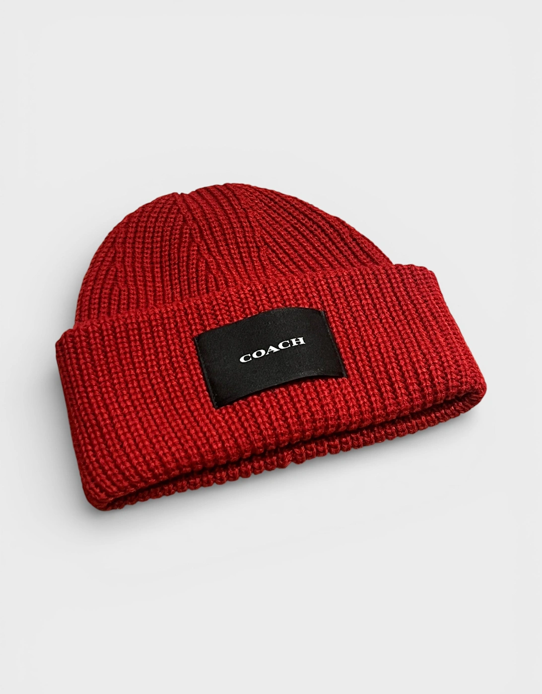 Woven Patch Beanie Cherry Red