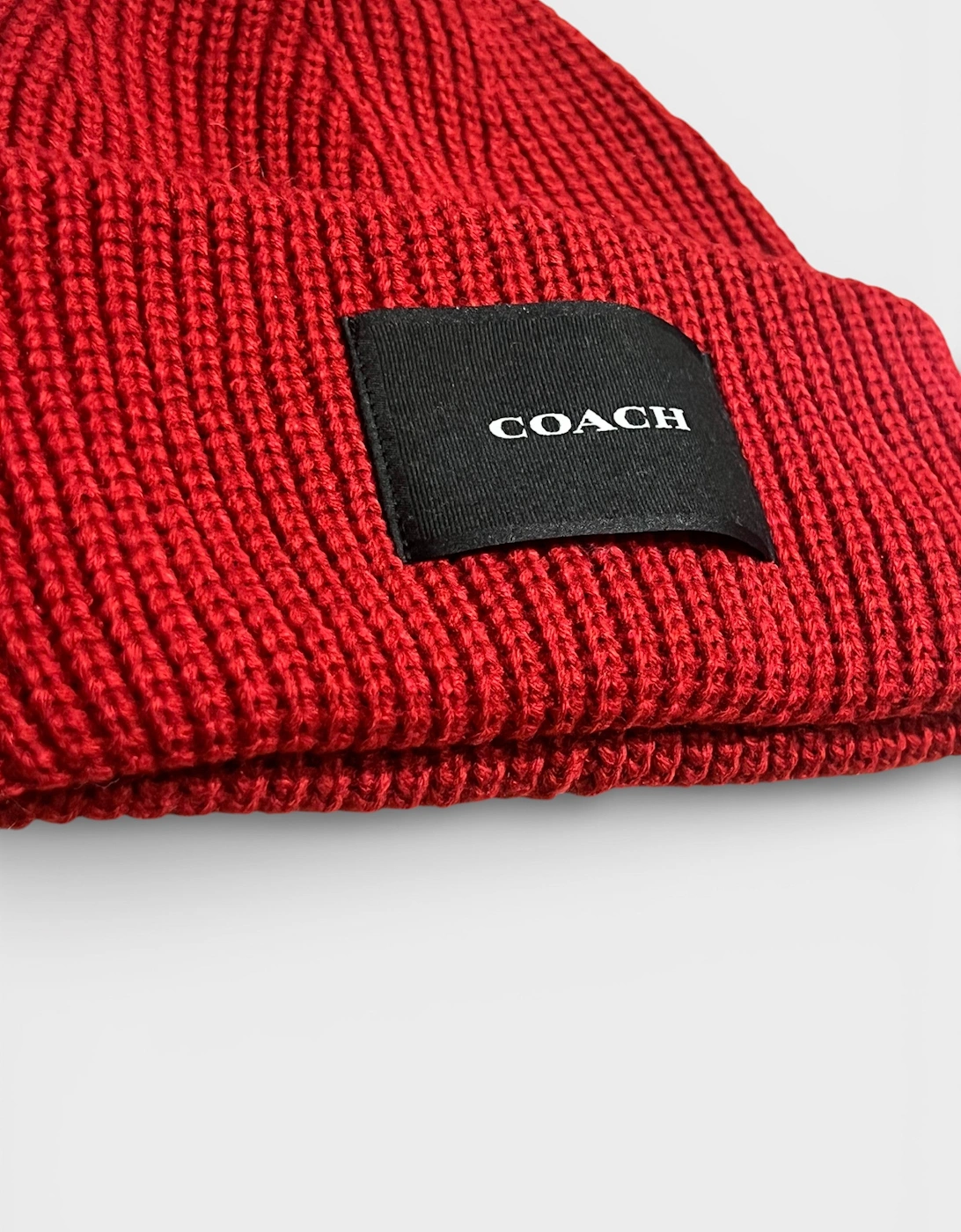 Woven Patch Beanie Cherry Red