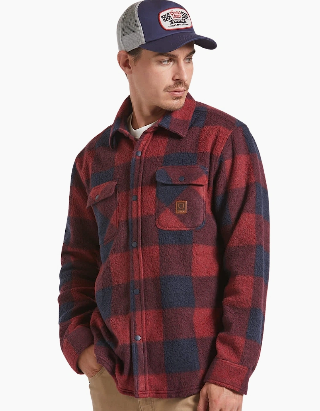 brixton Men's Brixton Mens Bowery Arctic Stretch Button Up Fleece - Adrenaline Rust