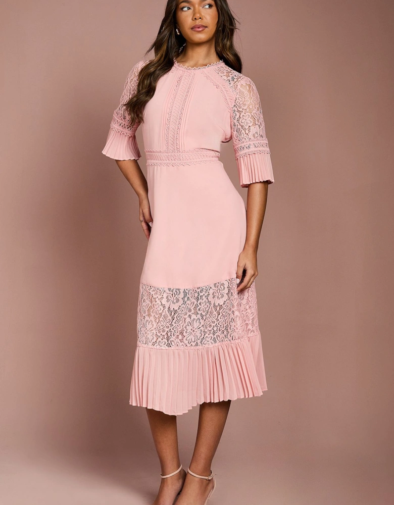 Lace Insert Midi Dress