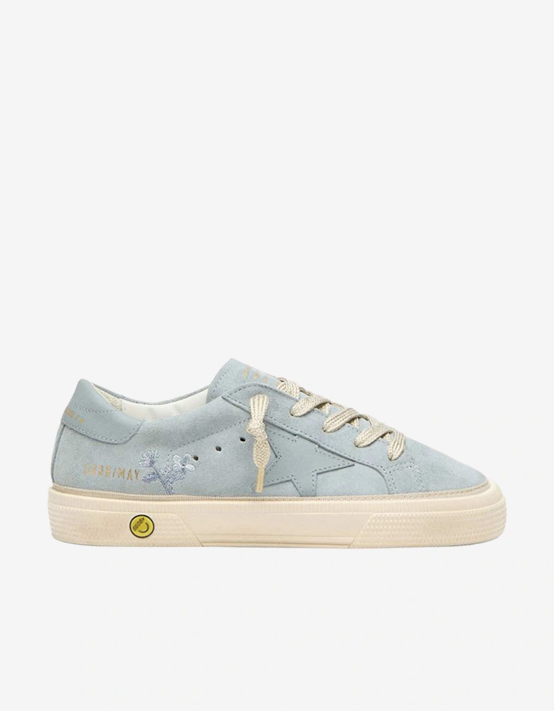 Golden Goose Girls Suede and Leather Star Embroidered May Trainers in Blue