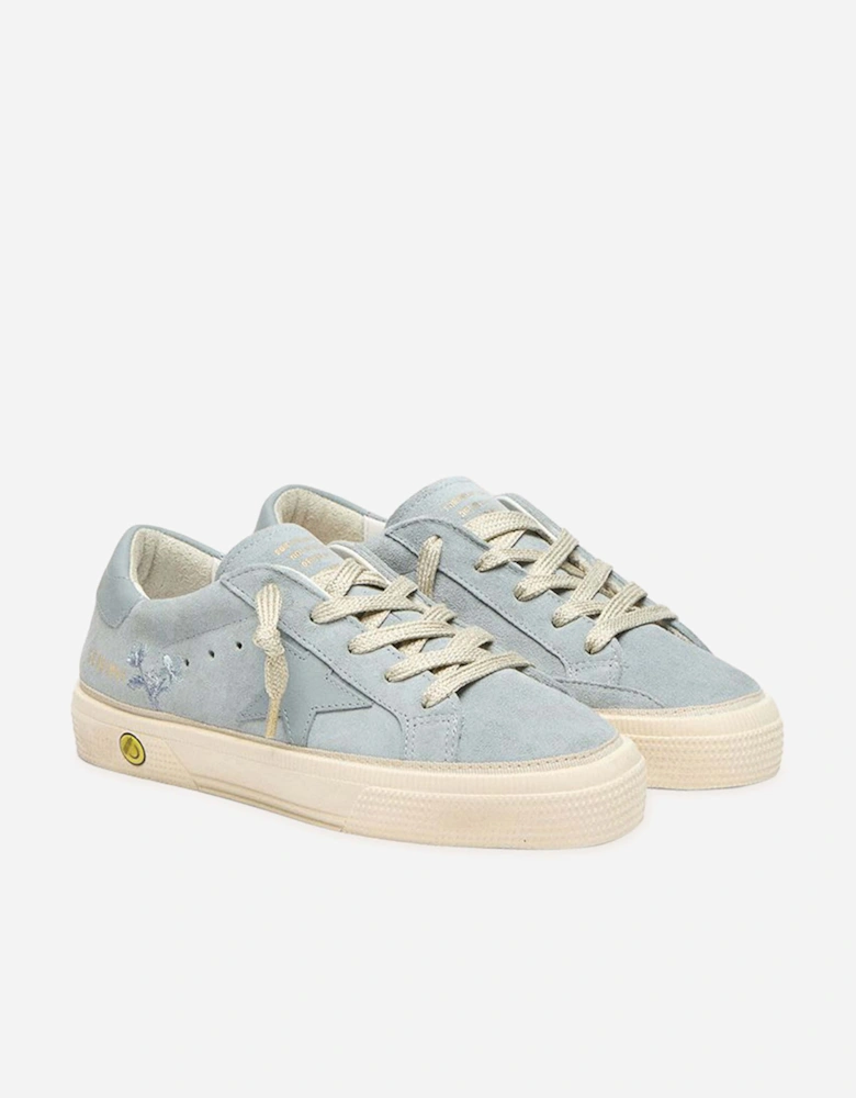 Golden Goose Girls Suede and Leather Star Embroidered May Trainers in Blue
