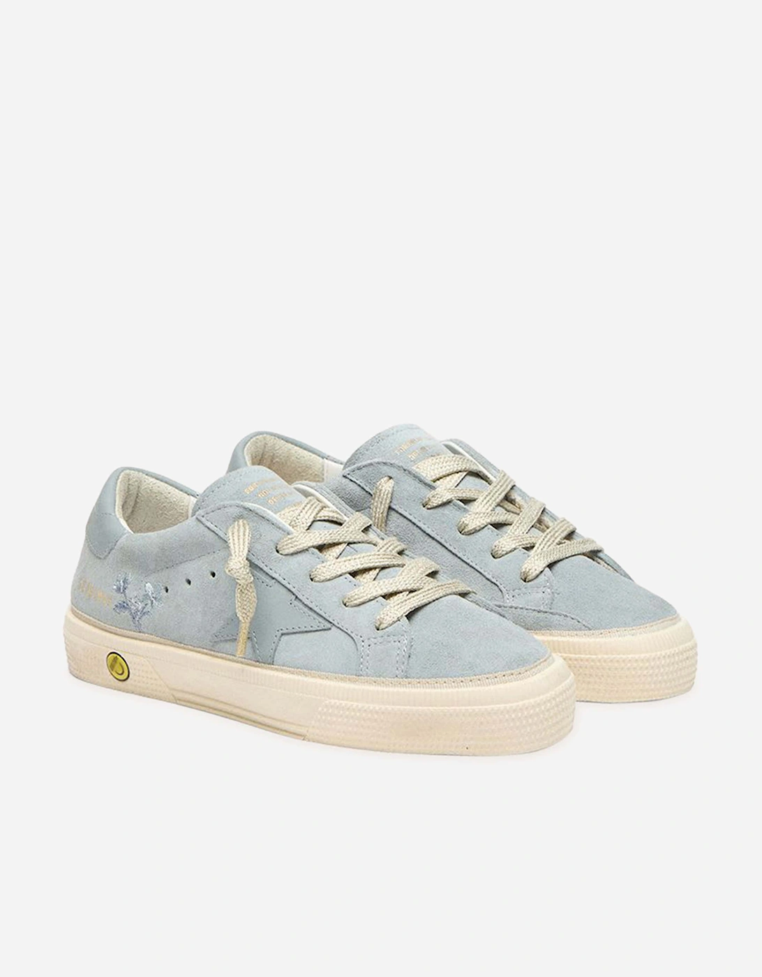 Golden Goose Girls Suede and Leather Star Embroidered May Trainers in Blue