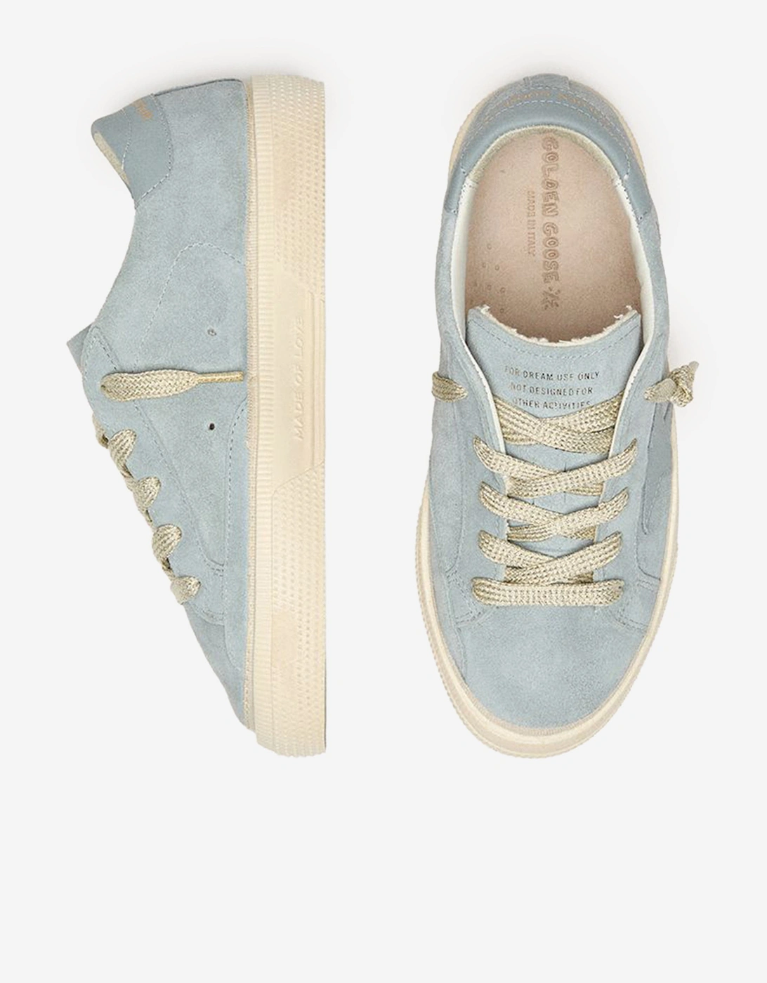 Golden Goose Girls Suede and Leather Star Embroidered May Trainers in Blue