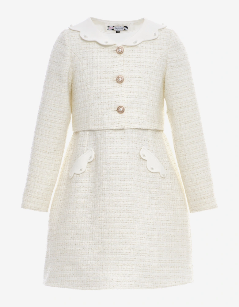 Girls Jacket and Skirt Set in Ivory