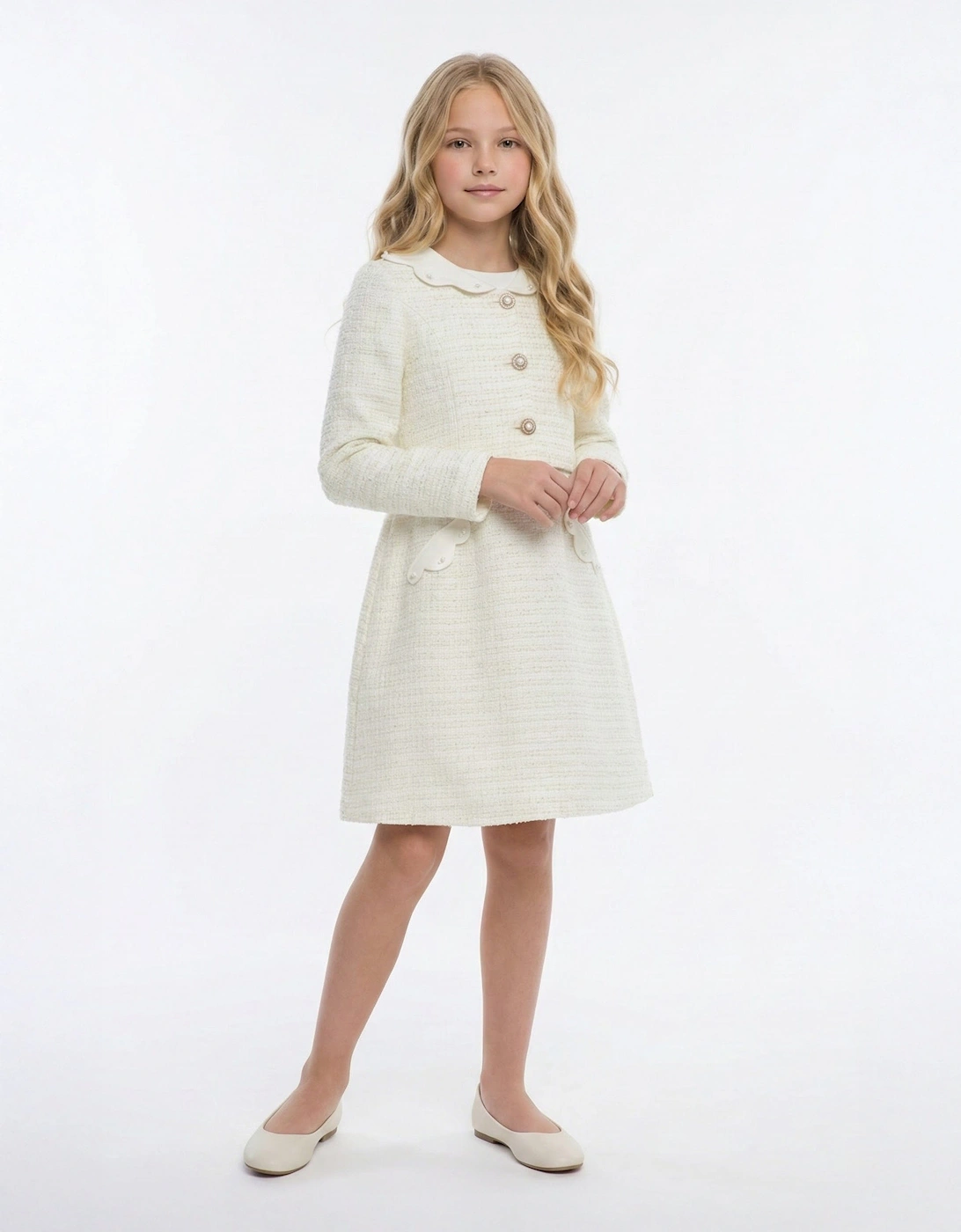 Girls Jacket and Skirt Set in Ivory