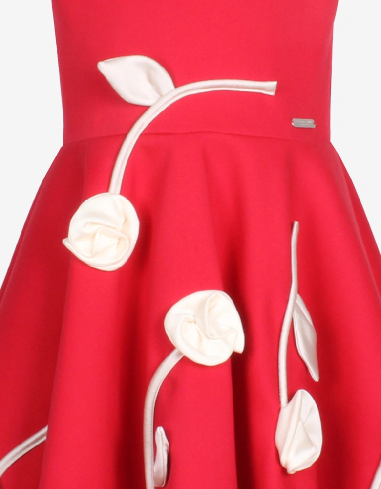 Girls Rain Of Flowers Dress in Red