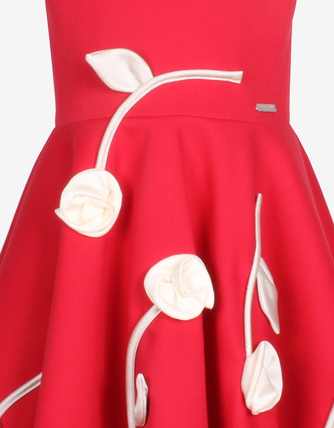 Girls Rain Of Flowers Dress in Red