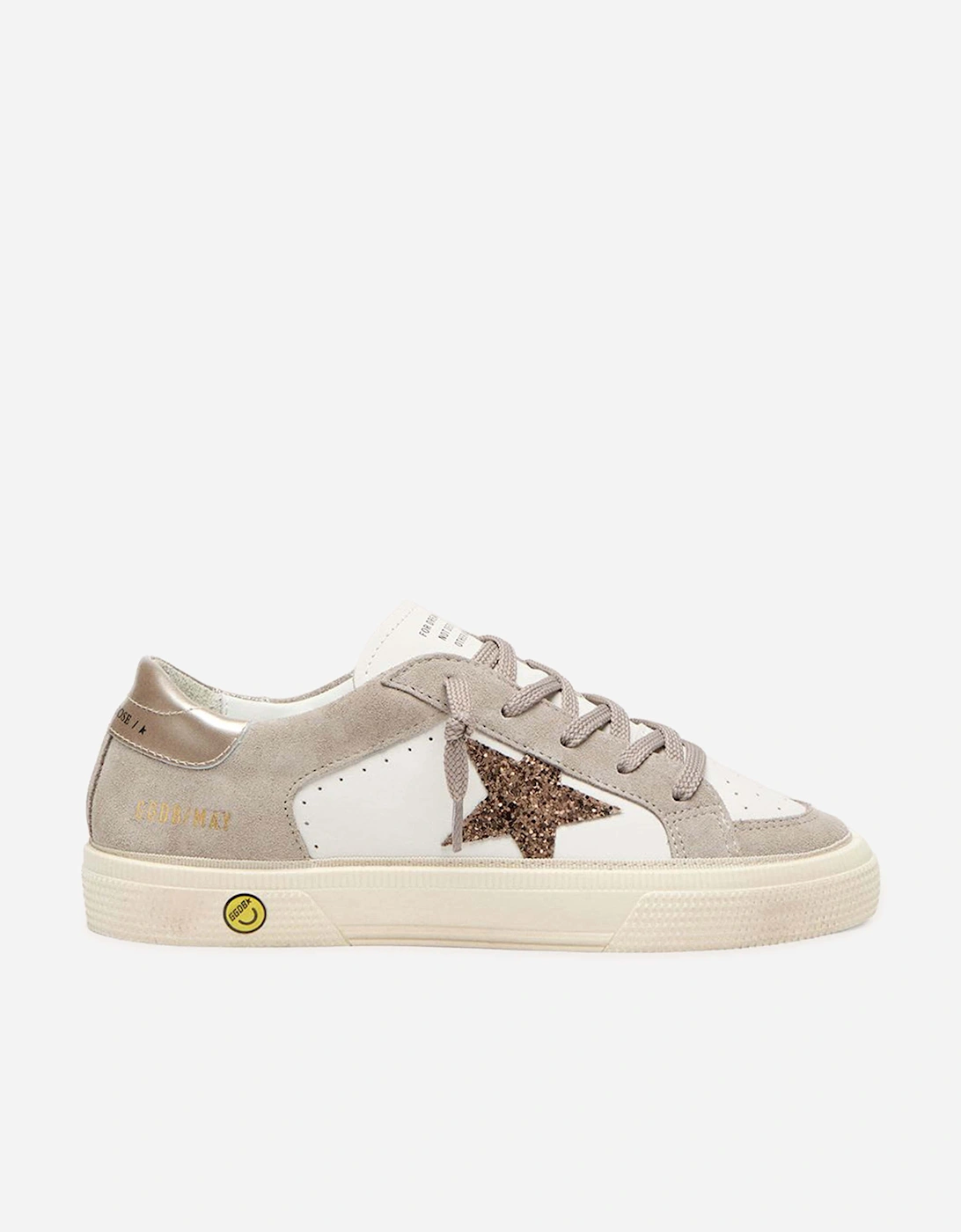 Golden Goose Girls Leather and Glitter Star May Trainers in Beige, 6 of 5