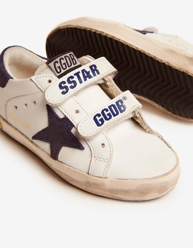Old School Leather and Suede Star Trainers in White