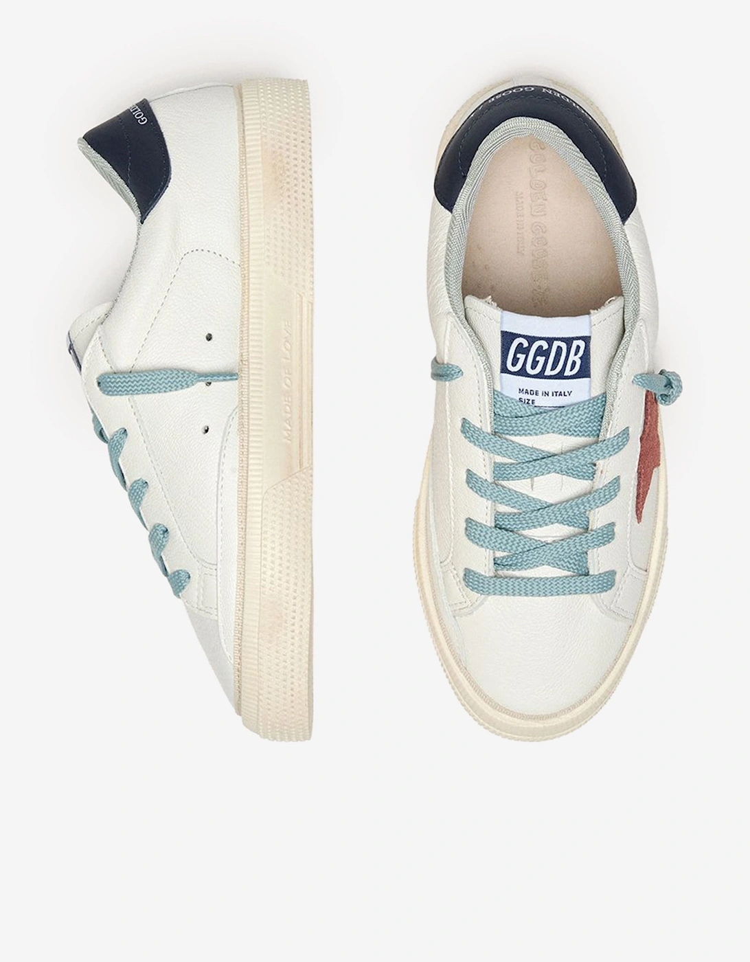Leather and Suede Star May Trainers in White