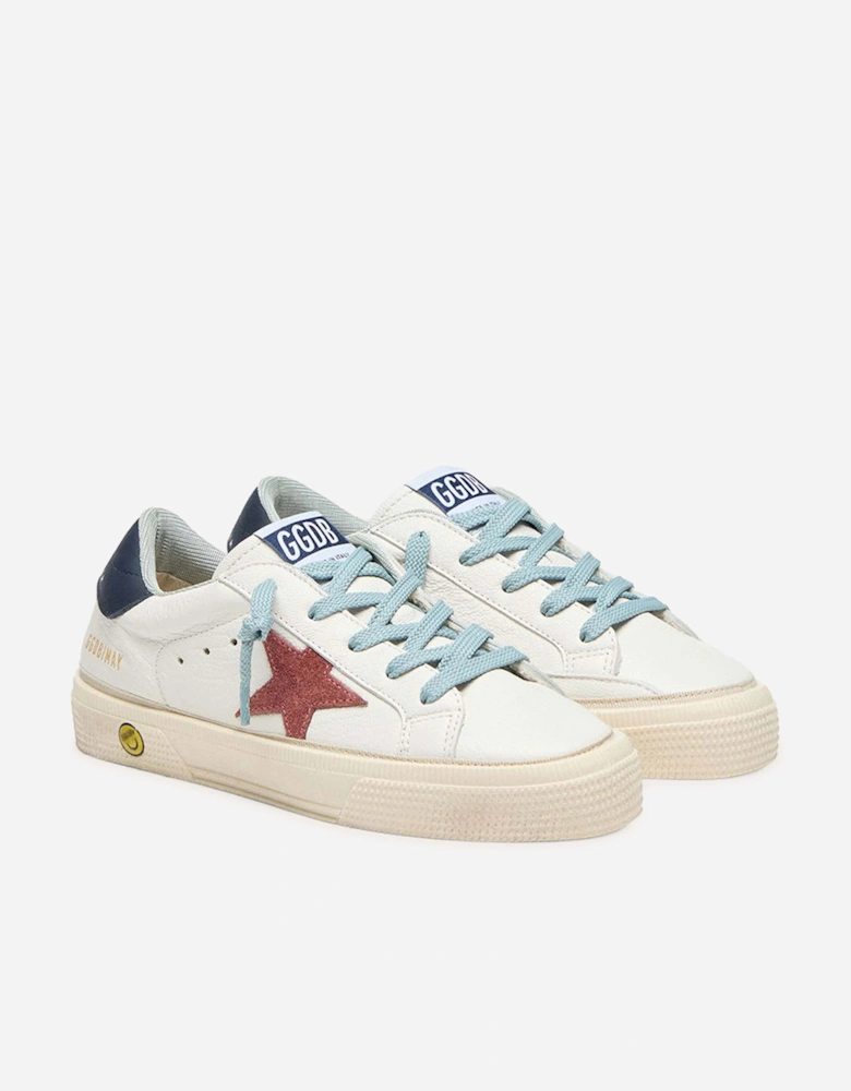 Leather and Suede Star May Trainers in White