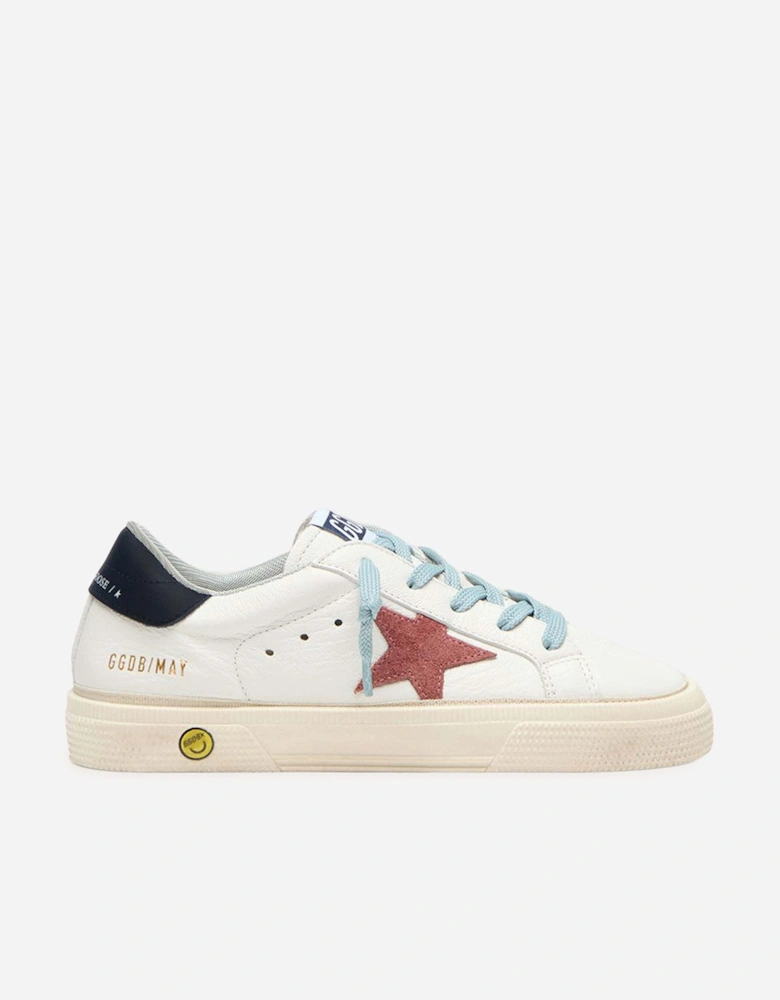 Leather and Suede Star May Trainers in White