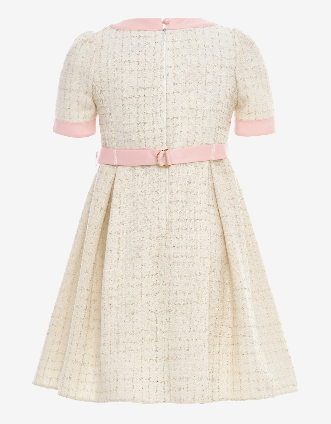 Girls Tweed Dress in Ivory