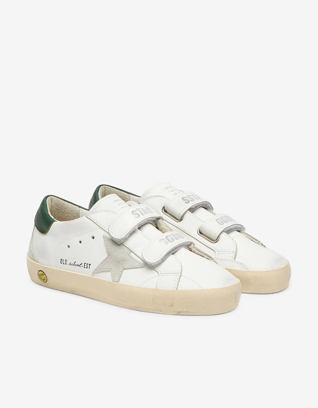 Old School Leather and Suede Star Trainers in White
