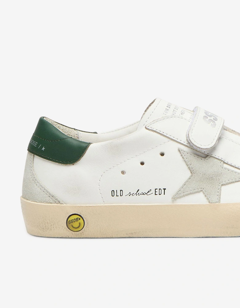 Old School Leather and Suede Star Trainers in White