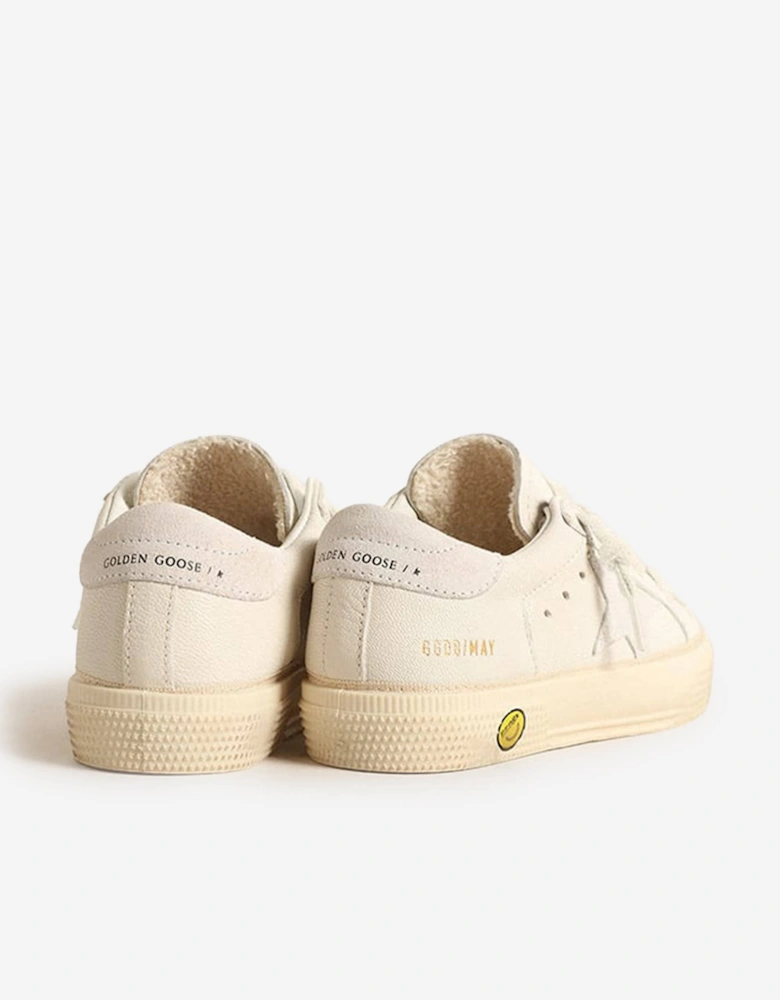 Leather and Suede Star May Trainers in White