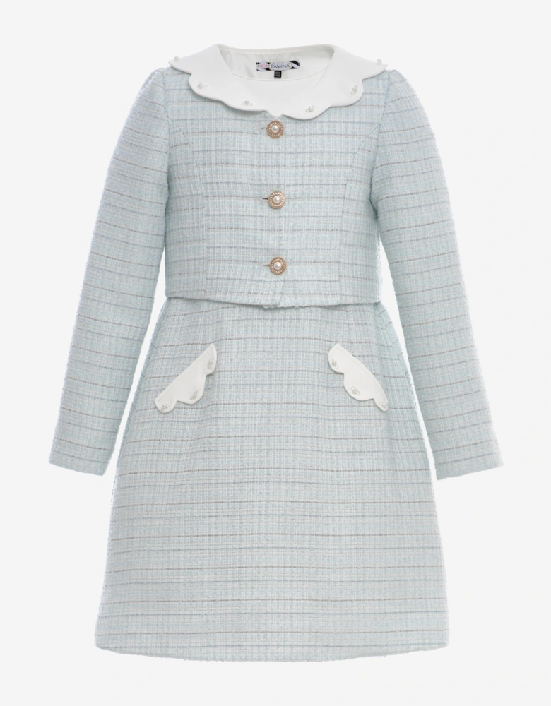 Girls Jacket and Skirt Set in Blue