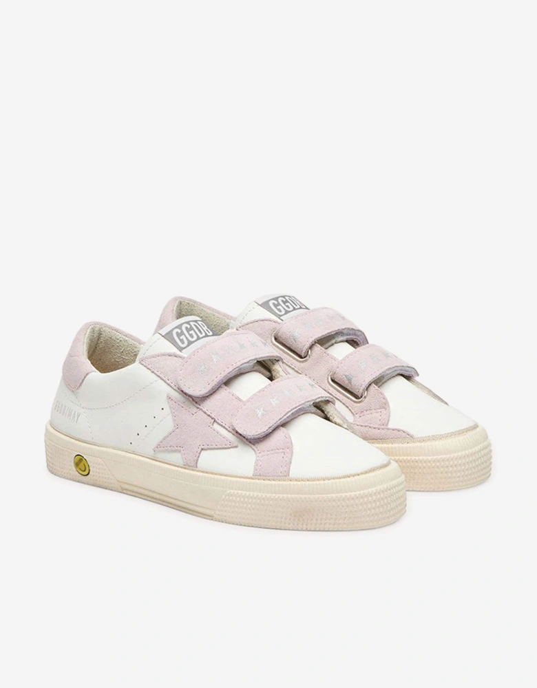 Golden Goose Girls Leather and Suede Star May School Trainers in White