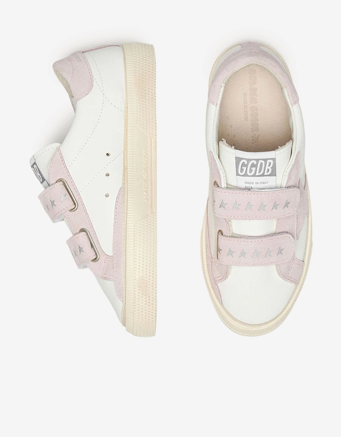 Golden Goose Girls Leather and Suede Star May School Trainers in White