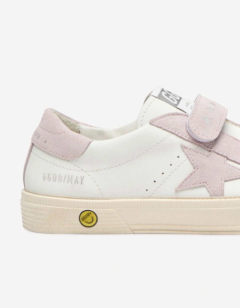 Golden Goose Girls Leather and Suede Star May School Trainers in White